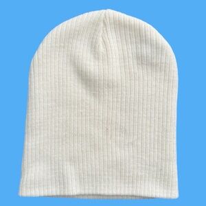 Plain white thin knit beanie